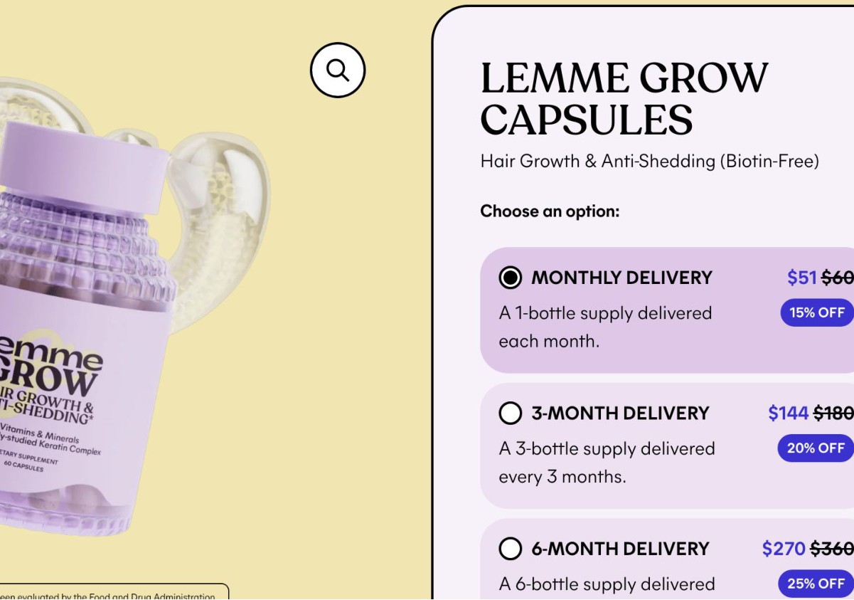 Brand-product name title with benefit and exclusion subline