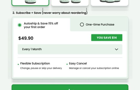 Autoship tab with dollar-savings chip and Easy Cancel bullet