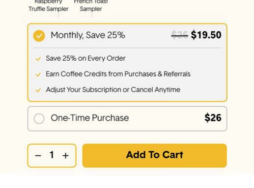 Monthly subscribe card with referral-credit perk
